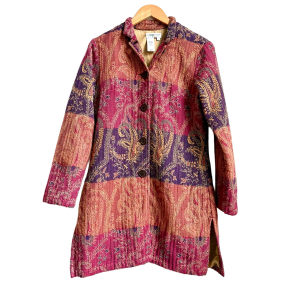 Coldwater Creek Jackets & Blazers - Coldwater Creek Autumn Tones PAISLEY PRINT Patchwork Bohemian Light Coat Boho Sm